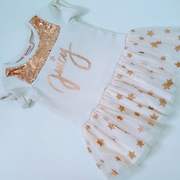 Juicy Couture Other - White & Gold Juicy Drop-Waist Dress - Toddler 3